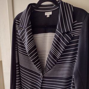 Black and White Striped Lightweight Blazer